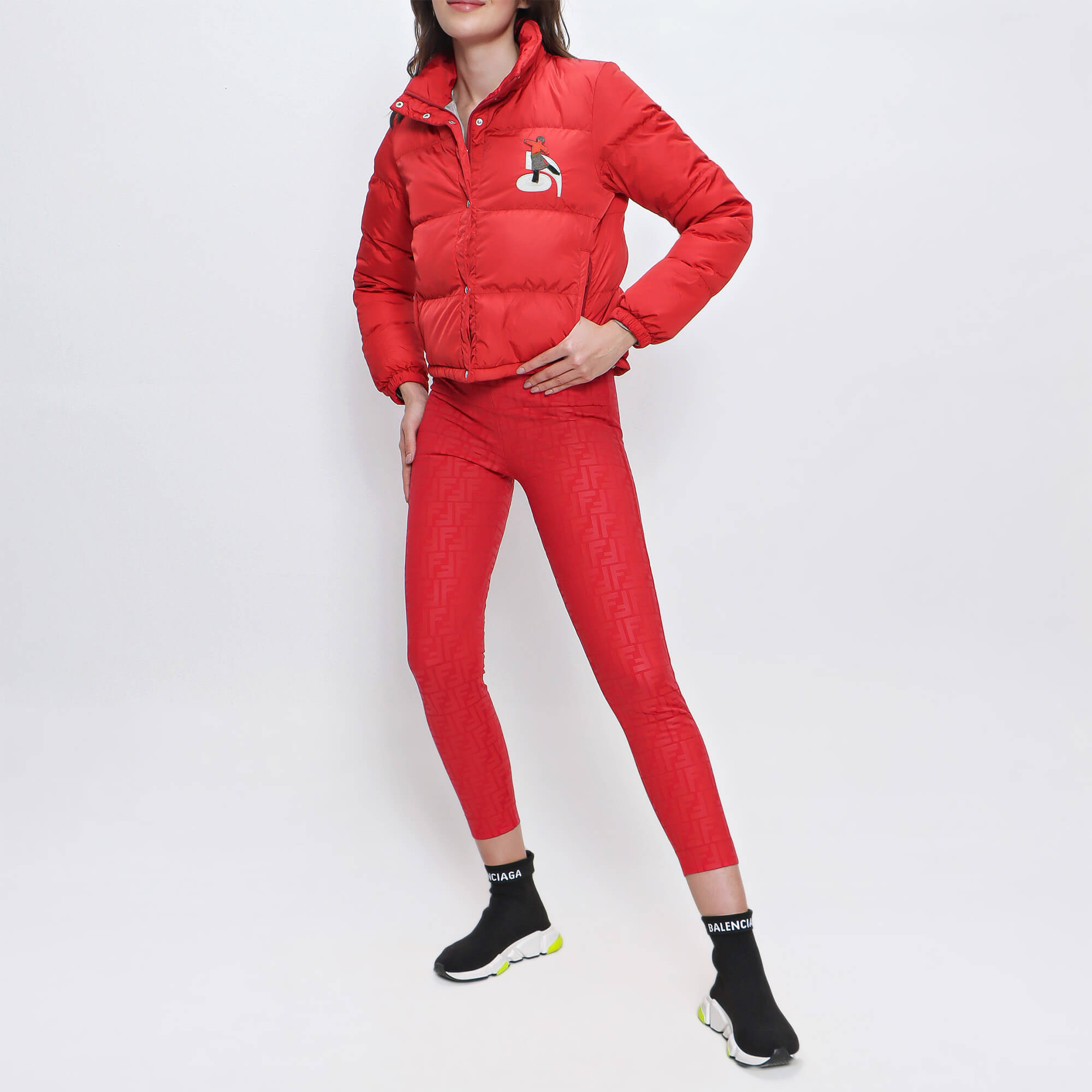 Fendi - Red FF Logo Tech Fabric Leggings